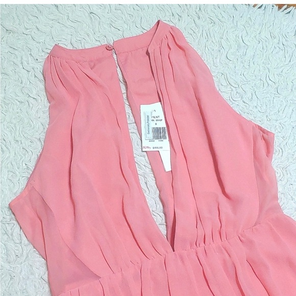 NWT French connection $198 plunge thigh slit halter gown pink sz 2 - Picture 4 of 8